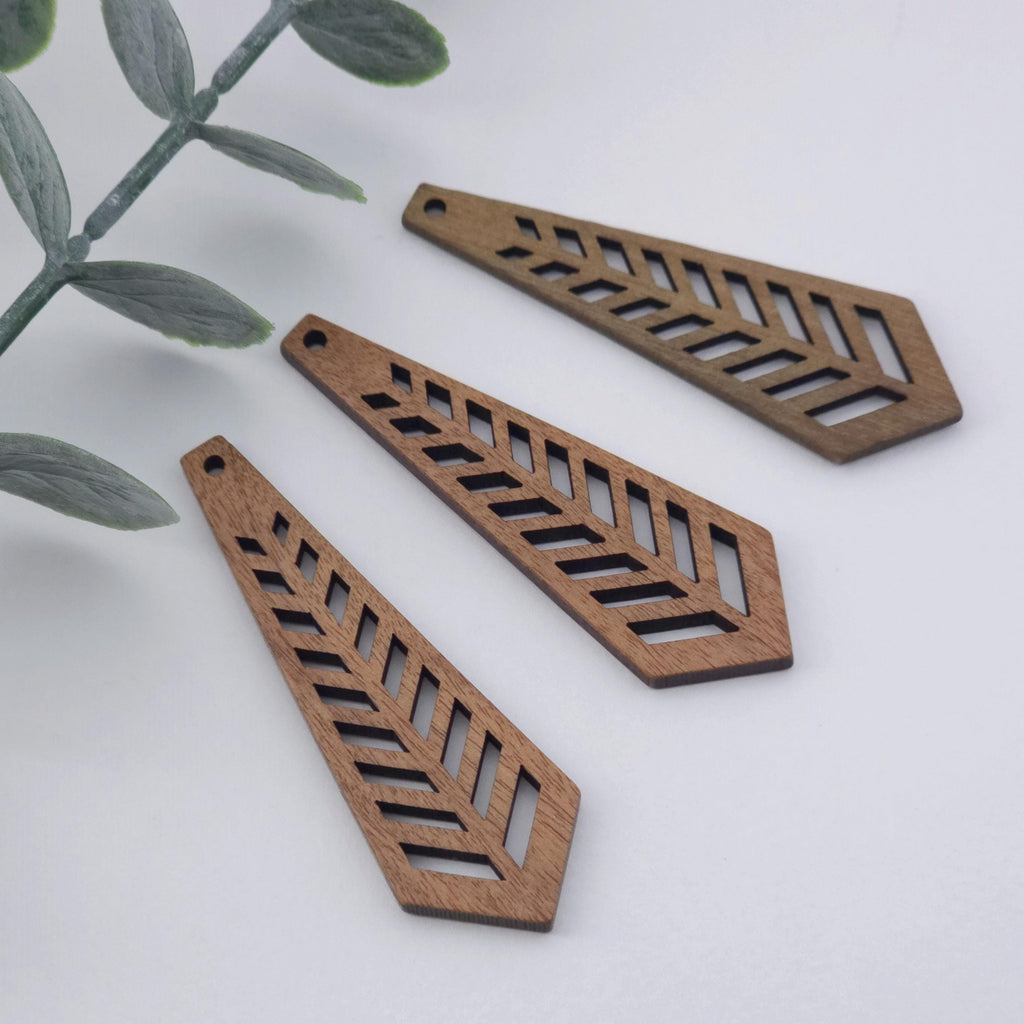 10PCS Long Rhombus Wooden Pendant, 59.7*19mm, Geometric Wooden Pendant, Necklace Making Findings JT1009