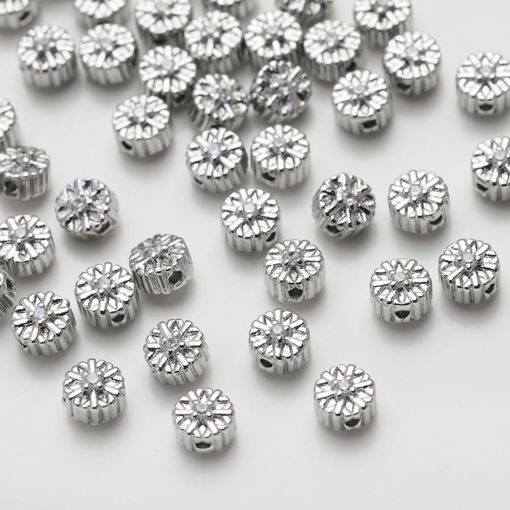 Cuentas espaciadoras de flores, chapadas en oro de 14 quilates, cuentas de flores 3D, delicadas cuentas para hacer aretes, accesorio de joyería GZ530