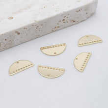 Load image into Gallery viewer, 10pcs Half Circle Connector with loops, Metal Blank, 14K Gold Plated, Semi-Circle Connectors, 21*10.5mm Jewelry Findings ZX132-D0002