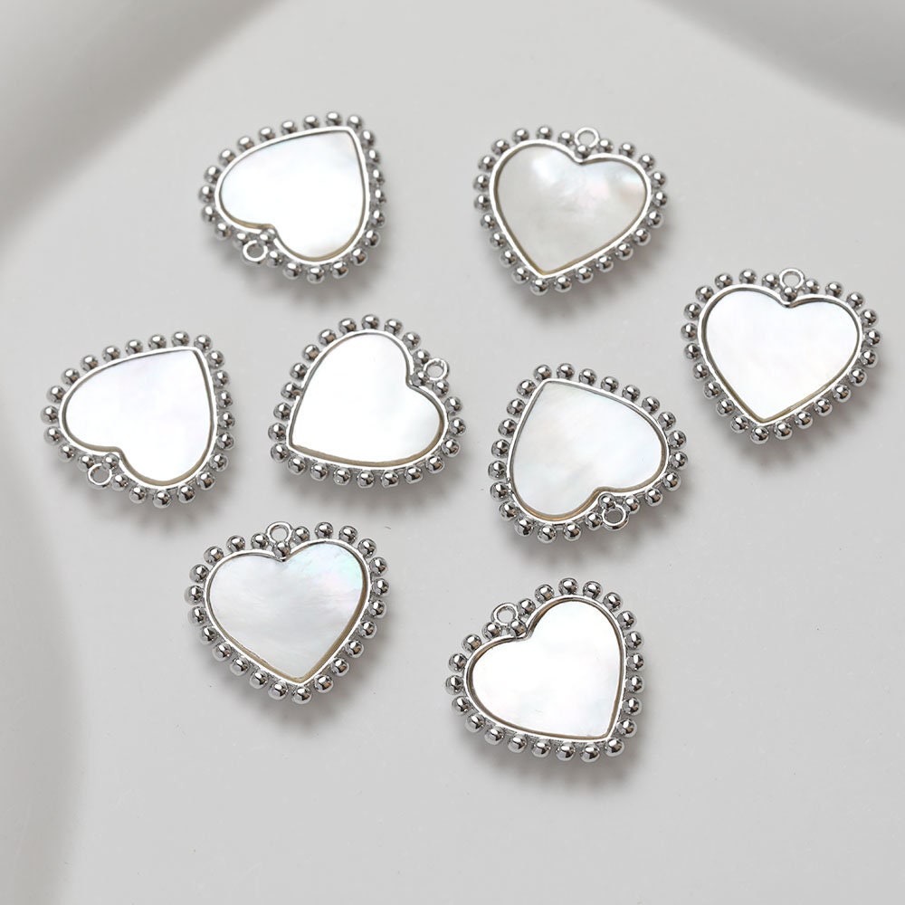 Heart Charm, Heart Shell Pendant, Love Charm, Bracelet Necklace Making, 14K Gold/Silver Plated Jewelry Findings GZ273