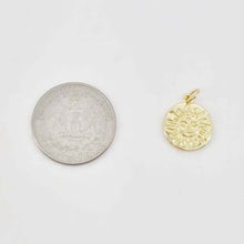 Load image into Gallery viewer, Sun Charm, Sunny Face Round Pendant, 18K Gold Plated, 16.7mm, Necklace Making Charm, Jewelry Findings S20653