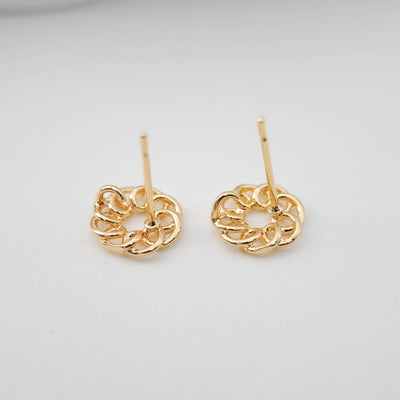 Round Line Post With Loop, 18k Gold Chain Round Stud Earring Nickel Free, Hypoallergenic Earring Findings ZX185