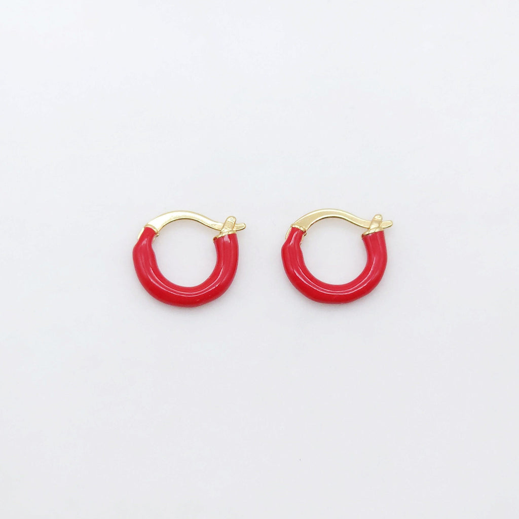 Multicolor Enamel Ear Hoops, 15mm, 9 colours you choose, 18K Gold Plated Leverback Earrings, Huggie Hoops Earring S20521
