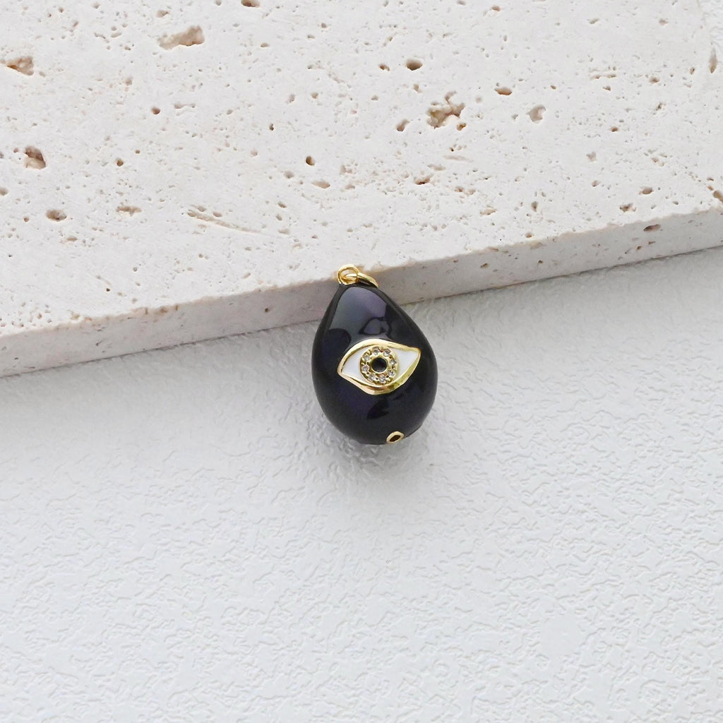 Colgante de huevo jumbo esmaltado 3D, huevo de mal de ojo, huevo azul oscuro, huevo negro, chapado en oro de 18 quilates, colgante para pulsera, collar, accesorios de joyería S1300