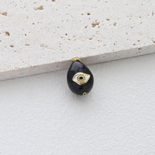 Cargar imagen en el visor de la galería, Colgante de huevo jumbo esmaltado 3D, huevo de mal de ojo, huevo azul oscuro, huevo negro, chapado en oro de 18 quilates, colgante para pulsera, collar, accesorios de joyería S1300
