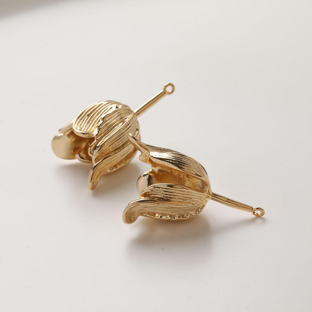 Flower Connector, 14K Gold Plated Flower Connector Charms For Earring Necklace Making, Jewelry Findings GZ748