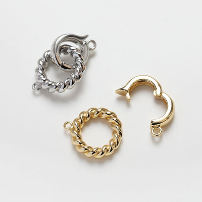 Twist Loop Clasp, Necklace Connector, 14K Gold/Silver Plated, Neckalce Bracelet Making Pendant, Jewelry Supply Finding GZ228