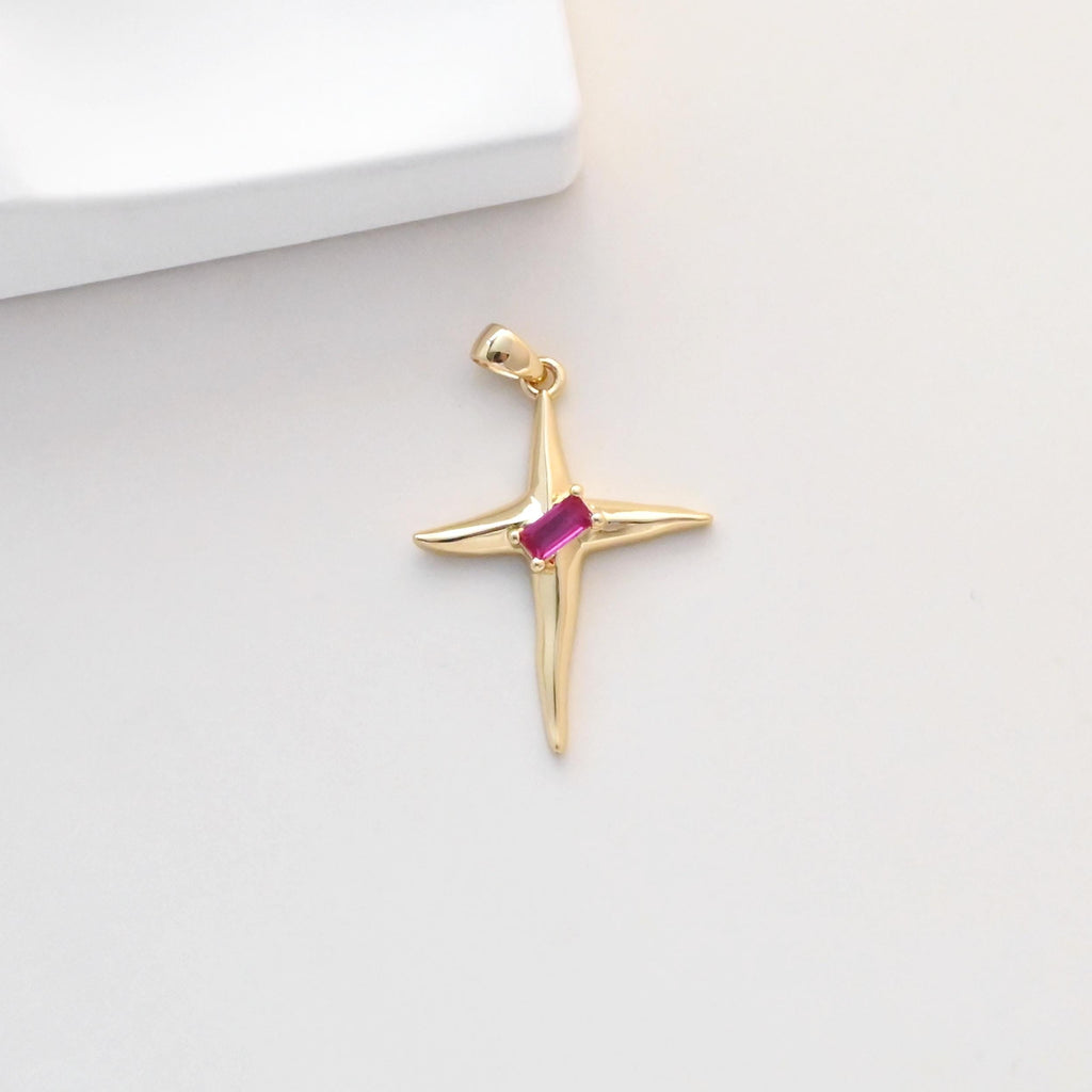 North Star Charms,  Crystal Cubic Pave Star Pendant, 18K Gold Plated, Necklace Making Star Charms, Jewelry Findings S1339