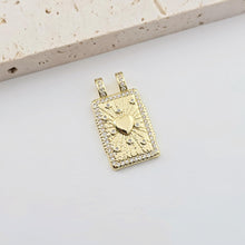 Load image into Gallery viewer, Rectangular Card Charm, 18K Gold Plated CZ Pave Pendant, Heart Charm, Planet Pendant, Necklace Making Charm, Jewelry Findings S1290