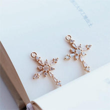 Load image into Gallery viewer, 5pcs Cross Charms, CZ Pave Cross Pendant, 14K Gold Plated, Necklace Making Charms, Jewelry Findings JY041-F025