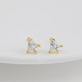 18K Gold Post, Triangle CZ Pave, 6.2*6.4mm, Stud Earring Nickel Free, Hypoallergenic Earring Findings D0249