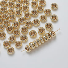 Load image into Gallery viewer, 50pcs- 14K Gold Donut Spacer Beads, Tone Rondelle Spacer Beads, 4mm,5mm,6mm,8mm, Bracelet Making, Jewelry Finding SC031