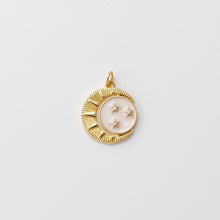Load image into Gallery viewer, Enamel Cubic Moon &amp; Star Charm, 18K Gold Plated Multicolor Pave Round Pendant, 18mm, Necklace Making Charm, Jewelry Findings S20764