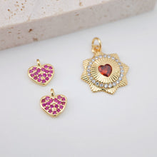 Load image into Gallery viewer, Cubic Heart Charms, 18K Gold Plated CZ Pave Love Charms, Bracelet Necklace Making Pendants, Jewelry Findings S20250