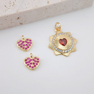 Cubic Heart Charms, 18K Gold Plated CZ Pave Love Charms, Bracelet Necklace Making Pendants, Jewelry Findings S20250
