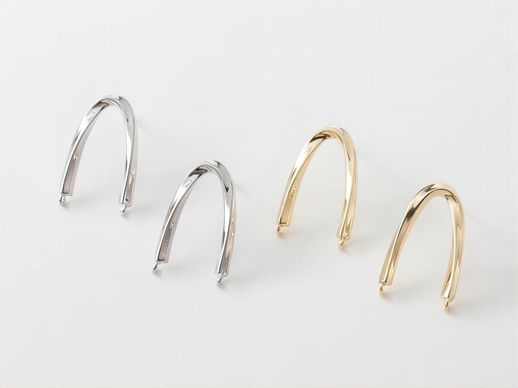 14K Gold  U Shape Earring Post With 2 Loops, Arch Ear Studs, S925 Silver Ear Pin Nickel Free Earrings, Hypoallergenic Earring Findings G0015