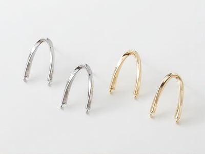 14K Gold  U Shape Earring Post With 2 Loops, Arch Ear Studs, S925 Silver Ear Pin Nickel Free Earrings, Hypoallergenic Earring Findings G0015