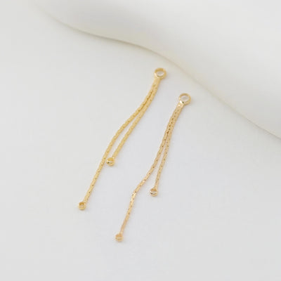 10pcs 18k Real Gold Plated Chain Tassels with Loop, Hypoallergenic Earring Chain Connector for Studs, Jewelry making Findings ZX368
