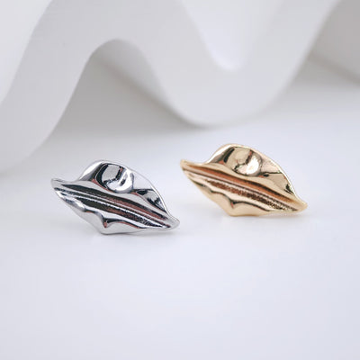 Wrinkle Leaf Post Earring, Gold/Silver Plated, Nickel Free Earrings, Hypoallergenic Earring ZX243