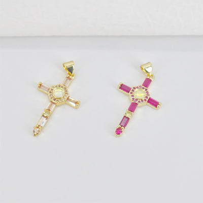 Cross Charms, CZ Pave Cross Pendant, Multiple Cross Styles, 18K Gold Plated Brass, Necklace Making Charms, Jewelry Findings S20773