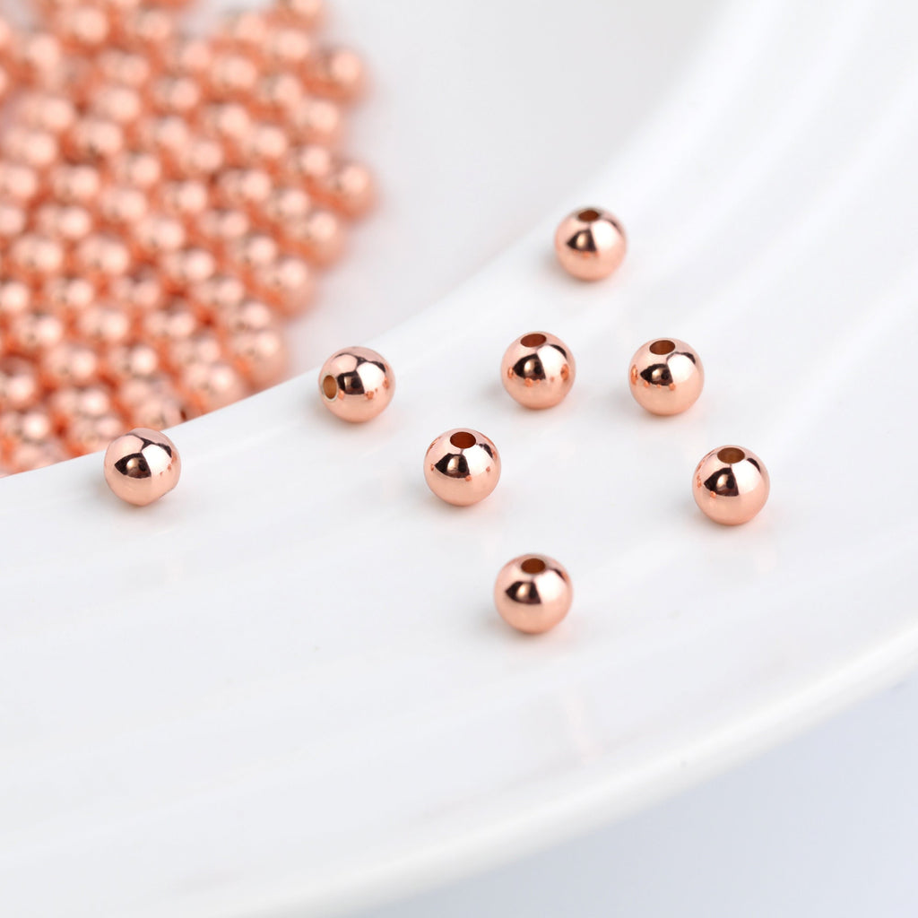 Gold/Rose Gold/White Gold/Black Plated Beads, Gold Spacer Beads, 14k gold round beads,3mm/4mm/5mm/6mm, Spacer Beads For Jewelry making