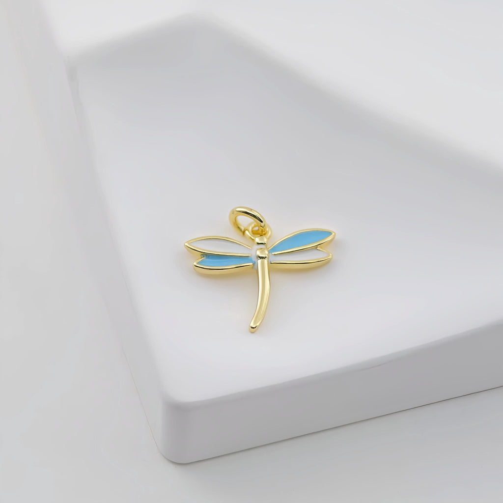 Dragonfly Charm, 18K Gold/Silver Plated Pendant, 12*14.7mm, Flying Animal Charm, Necklace Jewelry Finding S20725