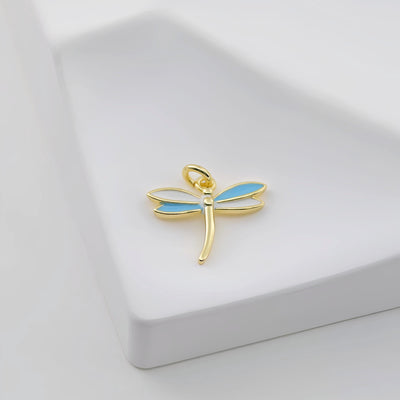 Dragonfly Charm, 18K Gold/Silver Plated Pendant, 12*14.7mm, Flying Animal Charm, Necklace Jewelry Finding S20725