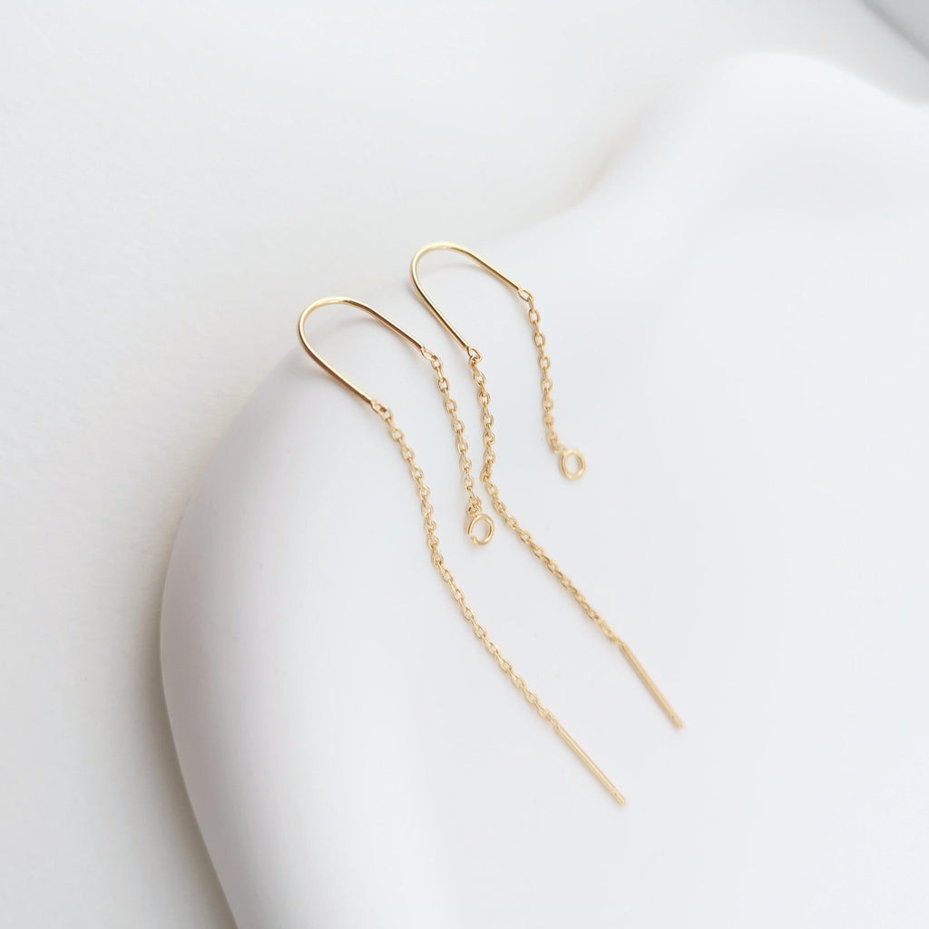 10 قطع - أقراط مطلية بالذهب عيار 14 قيراطًا، أقراط بخيط 65 مم، سلك سلسلة بيضاوي مع حلقة، أقراط سلسلة، Z055