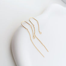 تحميل الصورة إلى عارض المعرض، 10 قطع - أقراط مطلية بالذهب عيار 14 قيراطًا، أقراط بخيط 65 مم، سلك سلسلة بيضاوي مع حلقة، أقراط سلسلة، Z055