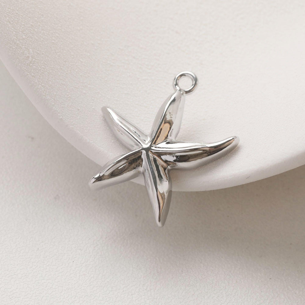 Starfish Charm, Starfish Post, Gold Marine Life, 14k Gold Plated Brass, Necklace Making, Jewelry Findings GZ756