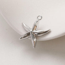 Load image into Gallery viewer, Starfish Charm, Starfish Post, Gold Marine Life, 14k Gold Plated Brass, Necklace Making, Jewelry Findings GZ756