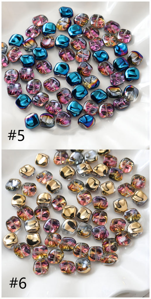 Irregular Square Glass Beads, 12x10mm, Crystal Glass Loose Beads for Jewelry Making, DIY Beads Finding GZ538