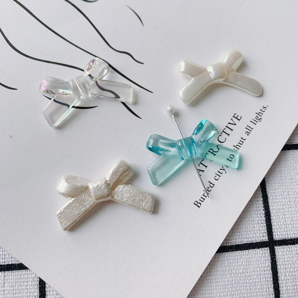 10pcs Aurora Acrylic Bow Pendant, Bow Beads, 34mm, Acrylic Dangle Charm for Jewelry Making, DIY Beads Finding MY125