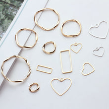 Load image into Gallery viewer, 10pcs- 14K Gold Plated Irregular Circle Pendant, Openwork Heart Pendant with loop, Connectors, DIY Jewelry Making Findings BY019