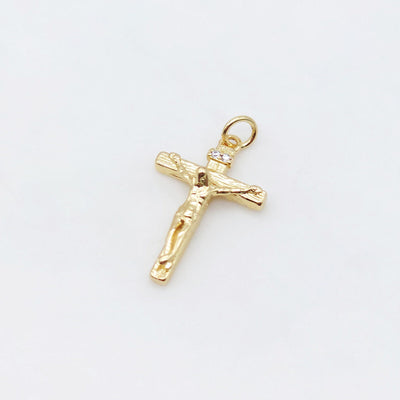 Gold Crucifix Cross Charm, 18K Gold Plated, Crucifix Pendant , 23.5x15.4mm, Religion Jewelry Findings S20481