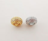 Cuentas espaciadoras cúbicas pavé, redondas, bañadas en oro de 18 quilates, para pulseras y collares, 9,6 x 5,2 mm, accesorio de joyería S1055