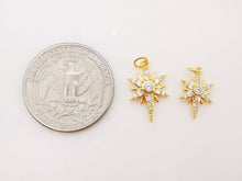 Load image into Gallery viewer, North Star Charms,  Crystal Cubic Pave Star Pendant, 18K Gold Plated, Necklace Making Star Charms, Jewelry Findings S319