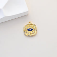 Load image into Gallery viewer, CZ Pave Square Charms, Enamel Evil Eye Charm, 18K Gold Plated Eye Pendant, For Necklace And Earrings Making Charm, Jewelry Findings S1342