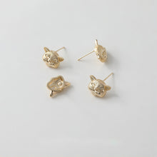 Cargar imagen en el visor de la galería, Pendientes de gato con pasador, oro/plata de 14 quilates, plata S925, sin níquel, con forma de animal y aro GE029