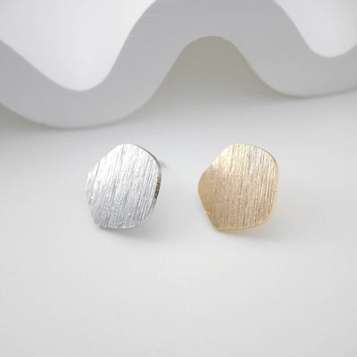Abstract Geometry Gold Earring Post With Loop, Brushed Finish, Nickel Free Earrings, Hypoallergenic Earring Findings ZX184