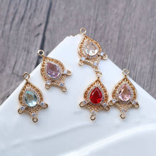 Load image into Gallery viewer, 10pcs Boho Connector Pendant, CZ Pave Charm, 14K Gold Plated CZ Pave, Necklace Making Charm, Jewelry Findings HL053