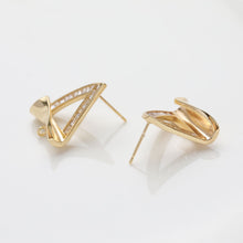 Cargar imagen en el visor de la galería, Pendientes de botón con diseño de velero, oro/plata de 14 quilates, circonitas pavé, plata de ley 925, sin níquel, con aro JG071