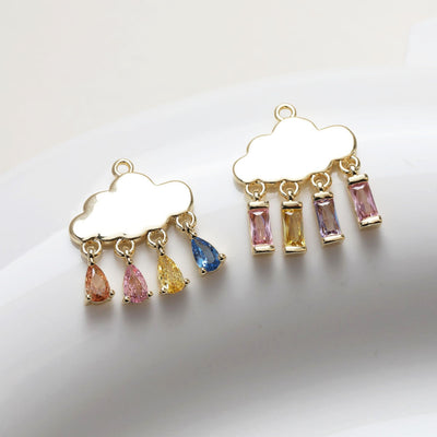 Dainty Cloud Charm, Coloured Cubiz Zircon Pendant, 18K Gold Plated, Bracelet Making Charm, Jewelry Findings GZ240