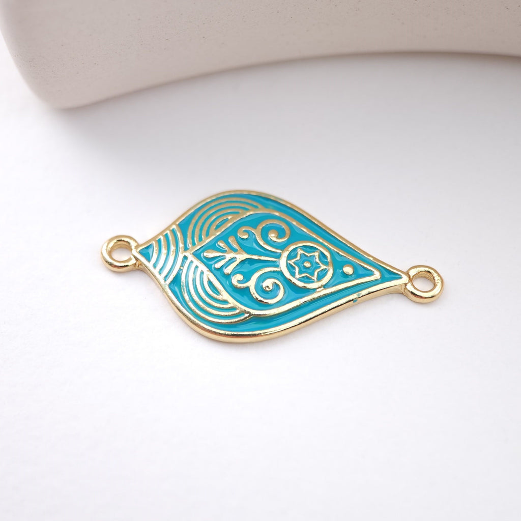 Enamel Boho Connector, 18K Gold Plated Flower Connector Charms For Bracelet Necklace Making, Jewelry Findings S1142