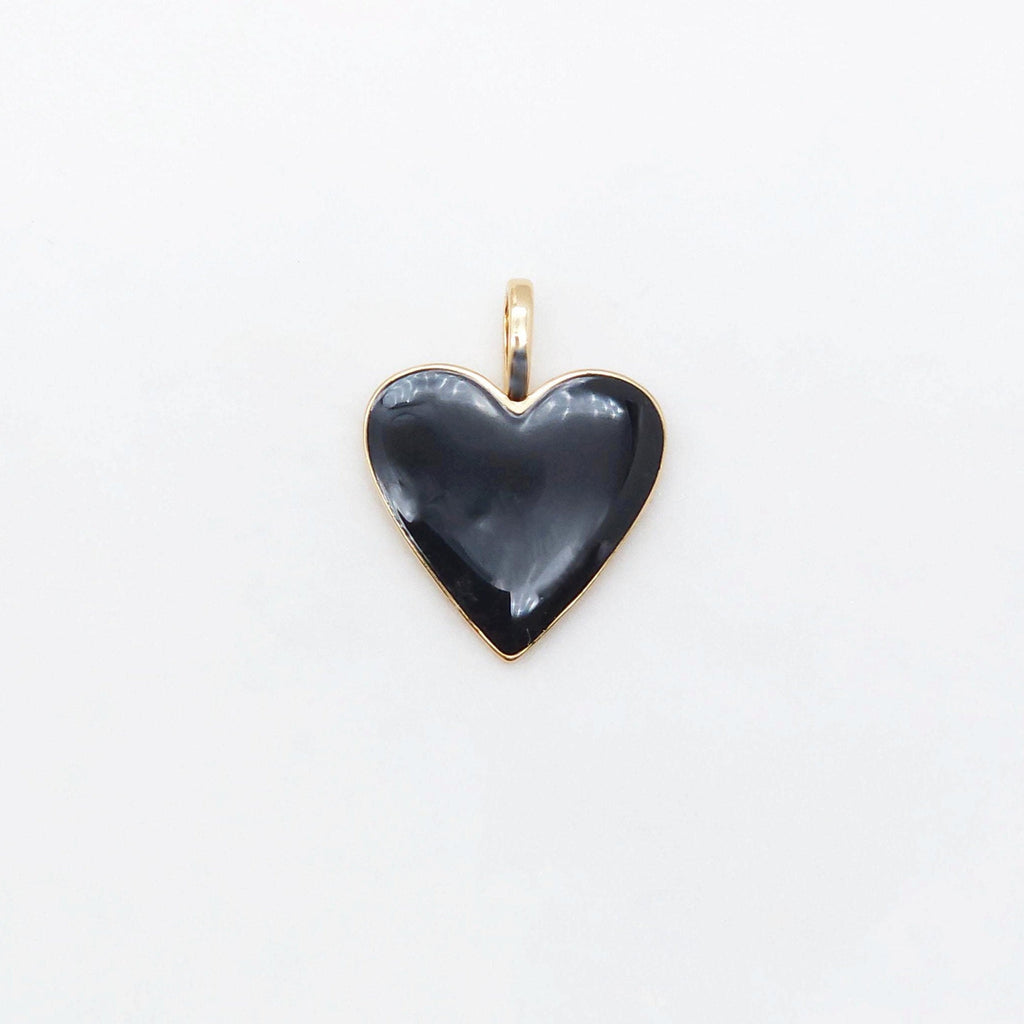 Enamel Heart Charm, 18K Gold Plated Heart Pendant, 24mm, Necklace Bracelet Making Pendant S20466
