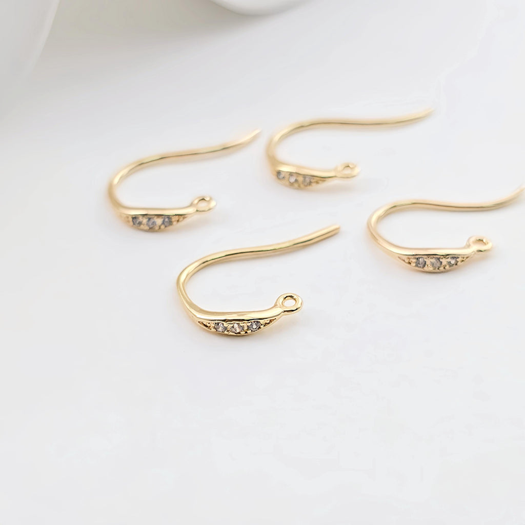 Alambres para aretes chapados en oro de 14 quilates, ganchos para aretes con pavé cúbico, sin níquel, ganchos para pez, alambres para aretes para hacer joyas ZX300