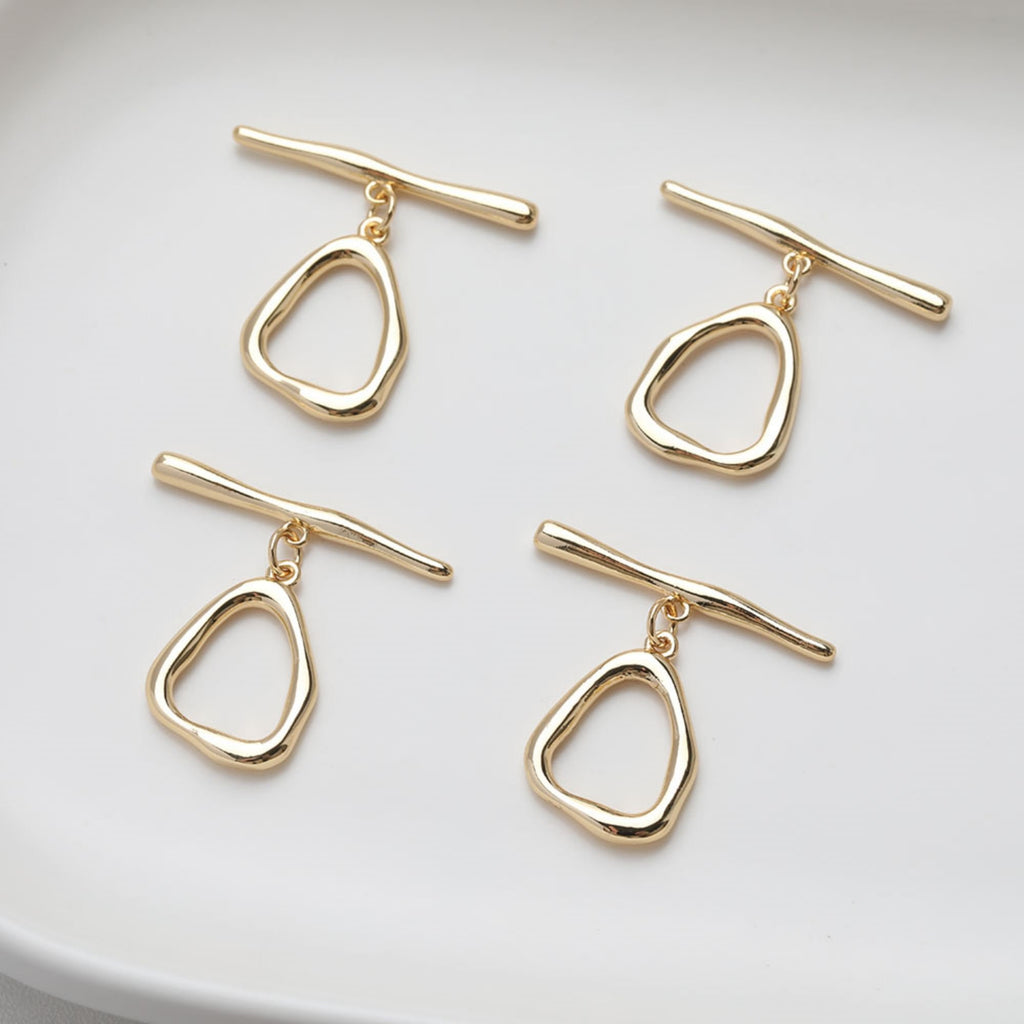 OT Toggle Clasps, One Set, Irregular Beads, 14K Gold Plated OT Buckle, Silver Clasp, Necklace Closure, Connectors Clasps GZ523