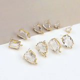 10pcs Oval Rectangular Cubic Pave Post With Loop, Nickel Free Earrings, Crystal Gemstone Stud, Hypoallergenic Earring Findings BY056-F237