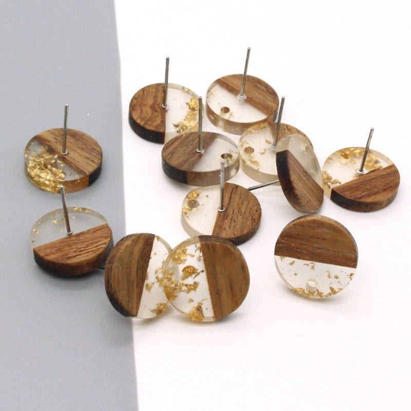 10PCS Round Geometric Wooden Earring Findings, Nickel Free, Earring Finding PS033-JT007