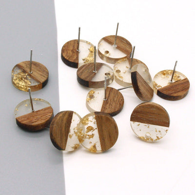 10PCS Round Geometric Wooden Earring Findings, Nickel Free, Earring Finding PS033-JT007